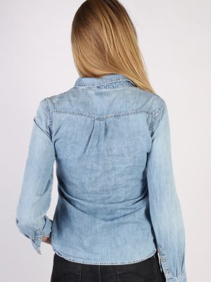 Vintage Kiomi Long Sleeve Denim Blouse - Bust:37 Blue - SH3110-70539
