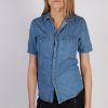 Vintage Topman Short Sleeve Denim Blouse - Bust:34 Blue - SH3115-0