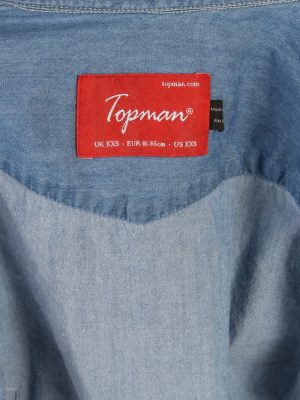 Vintage Topman Short Sleeve Denim Blouse - Bust:34 Blue - SH3115-70565
