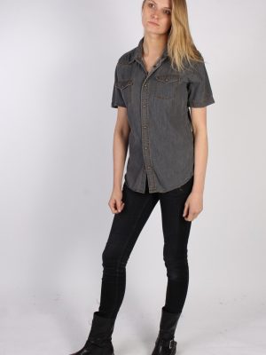 Vintage John Devin Short Sleeve Denim Blouse - Bust:40 Grey - SH3120-70587