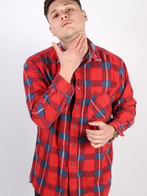 Vintage Prairie Plaid Lumberjack Shirt - M Red SH3229-0