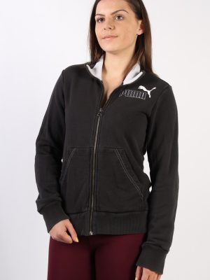Vintage Puma Zip Pocket Sweatshirt M Black -SW1727-0
