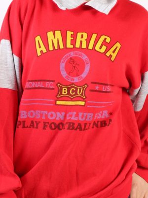 Vintage Other Brands America Boston Sweatshirt L Red -SW1750-72970