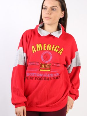 Vintage Other Brands America Boston Sweatshirt L Red -SW1750-0