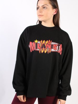 Vintage Other Brands Milanista Round Sweatshirt S Black -SW1761-0