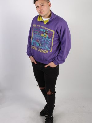 Vintage Stylish Adventure Sport Sweatshirt L Purple -SW1774-74207