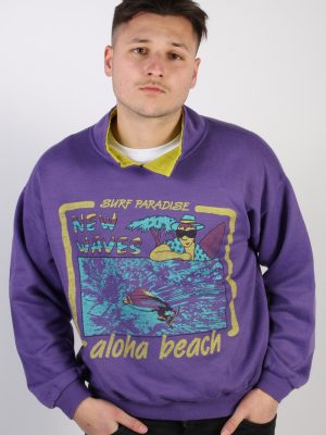 Vintage Stylish Adventure Sport Sweatshirt L Purple -SW1774-0