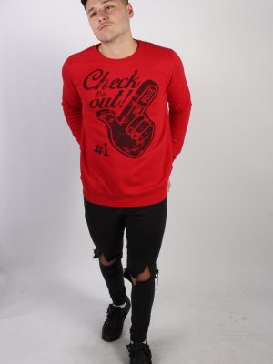 Vintage Chapter Young Print Sweatshirt M Red -SW1776-74217