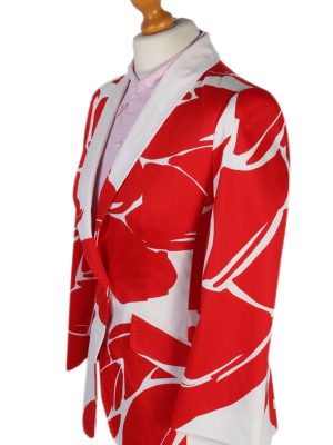 Vintage Escada Patterned Red White Jacket Coat Bust 32 Multi HT2170-78879