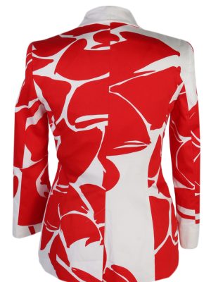 Vintage Escada Patterned Red White Jacket Coat Bust 32 Multi HT2170-78880