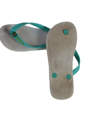 Vintage Ipanema Brasil Logo Flip Flop E37 USA4 White S336-83705