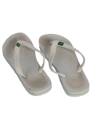 Vintage Ipanema Brasil Logo Flip Flop E37 USA4 White S337-83708
