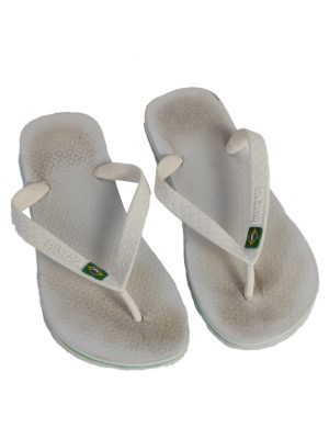 Vintage Ipanema Brasil Logo Flip Flop E37 USA4 White S337-83711