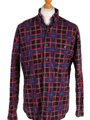 Vintage Check Mark Check Print Shirt M Multi SH3292-0