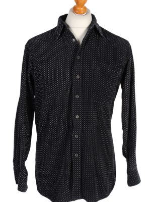 Vintage Canda Fashion Pattern Design Shirt M Navy SH3303-0