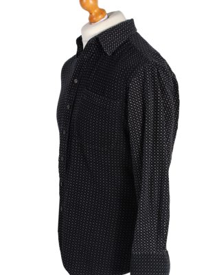 Vintage Canda Fashion Pattern Design Shirt M Navy SH3303-82304