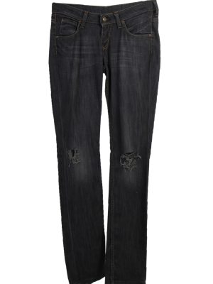 Vintage Lee Ripped Faded Women Jeans W27 33 Bluack J3402-0