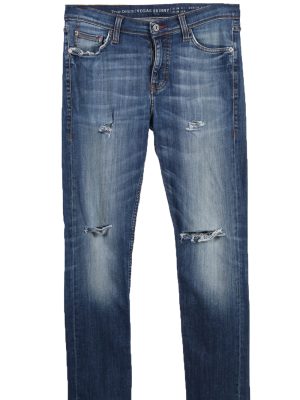 Vintage Mustang Vegas Skinny Ripped Faded Women Jeans W34 L31 Blue J3443-0