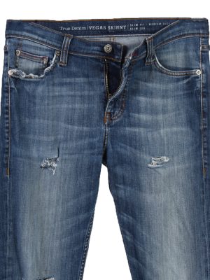 Vintage Mustang Vegas Skinny Ripped Faded Women Jeans W34 L31 Blue J3443-87494