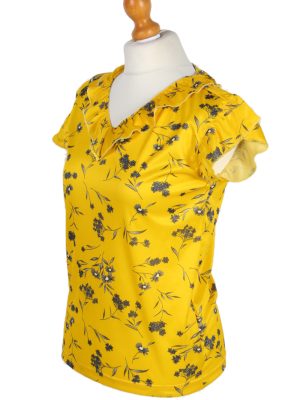Vintage Basic Line Blouses Sleveeless L Yellow LB104-87711