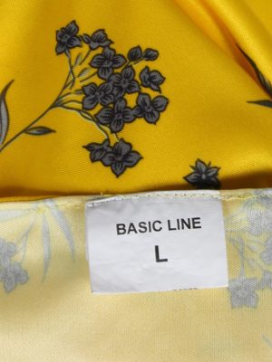 Vintage Basic Line Blouses Sleveeless L Yellow LB104-87713