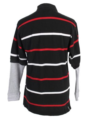 Vintage Road Block Rugby Sweatshirt Shirt Long Sleeve Tops L Black -PT1043-90547