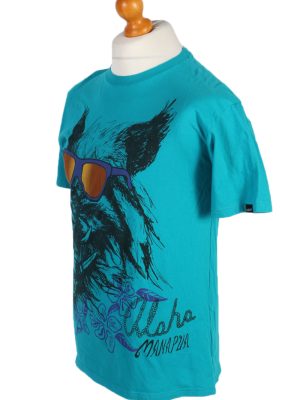 Vintage Off The Wall Remake Cool Dog Printed T-Shirt M Turquoise TS269-92280