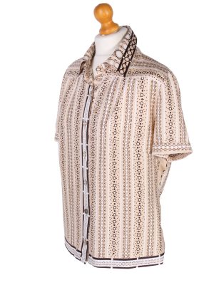 Vintage Lady Blouses Shirt Short Sleeve M Brown LB244-96796