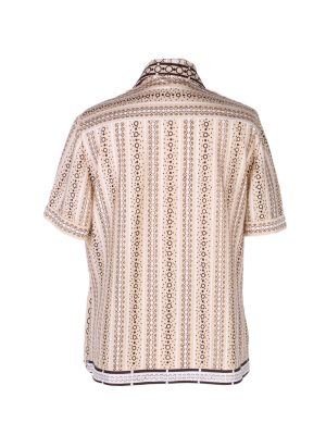 Vintage Lady Blouses Shirt Short Sleeve M Brown LB244-96797