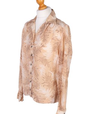 Vintage Lady Blouses Shirt Long Sleeve S Brown LB257-96874