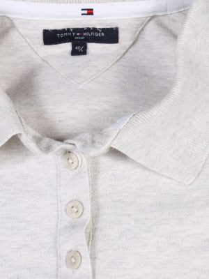 Vintage Tommy Hilfiger Polo Shirt Short Sleeve Tops L Light Grey -PT1189-96066