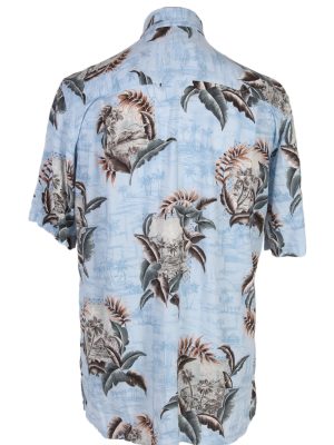 Vintage Batik Bay Island Printed Hawaiian Shirt M Turquoise SH3414-97092