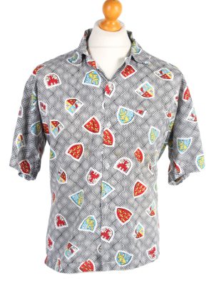 Vintage Hawaiian Shirt Gaslay Fashion Designer L Grey SH3453-0