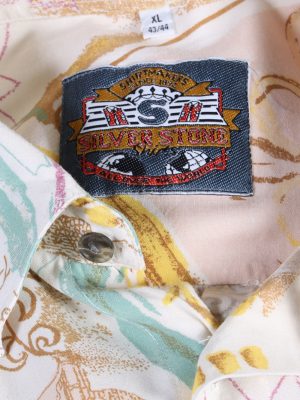 Vintage Hawaiian Shirt Silver Stone Crazy Printed XL Multi SH3454-98016