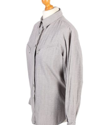 Vintage Flannel Shirt 90s Printed Corduroy L Grey SH3536-100563