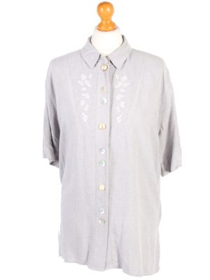 Vintage Flannel Shirt Petressa Printed Corduroy L/XL Grey SH3561-0