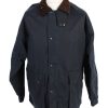 Vintage Waxed Jacket Long Sleeve Winter Mc Neal S Navy -C1273-0