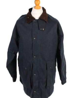 Vintage Waxed Jacket Long Sleeve Winter Mc Neal S Navy -C1273-0