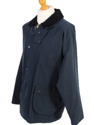 Vintage Waxed Jacket Cotton 90s Winter Royal Spencer XL Navy -C1275-101038