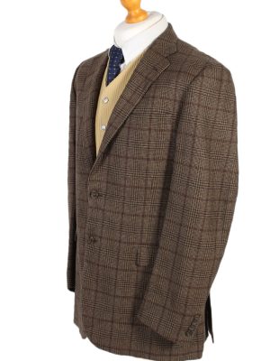 Vintage Burberry's Bond Street Window Pane Blazer Jacket Chest 43 Brown HT2515-101240