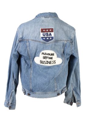Vintage Wrangler Denim Jacket USA Printed M Blue -DJ1487-101806