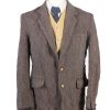 Vintage Harris Tweed Roger David Herringbone Blazer Jacket Size 44 Brown HT2542-0