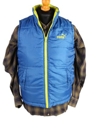 Vintage Puma Reversible Sleeveless Puffer L Blue -C1531-0