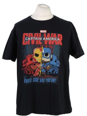 Vintage Marvel Captain America T-Shirt L Black TS360-0