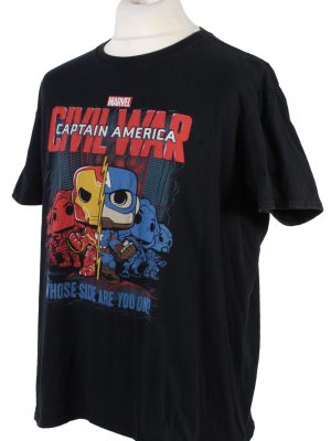 Vintage Marvel Captain America T-Shirt L Black TS360-109583