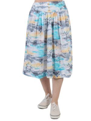 Vintage Classic Women`s Skirt Elastic Waisted Multi Coloured SK044-0