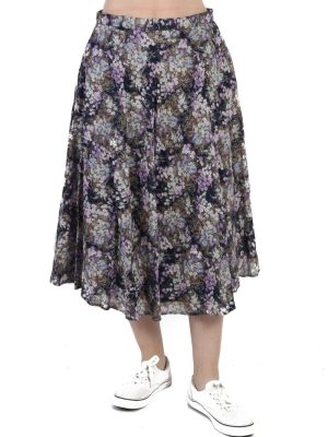 Vintage Flower Printed Women`s Skirt Multi Coloured SK047-0