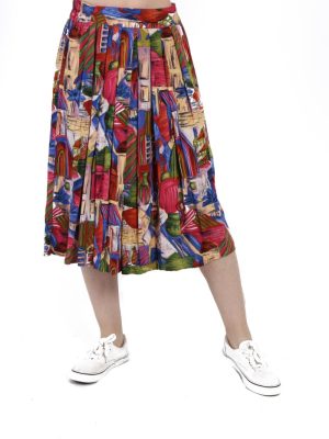 Vintage Classic Women`s Skirt Chest Elastic Waisted Multi Coloured SK054-0