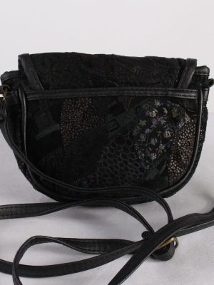 Vintage Womens Patchwork Printed Shoulder Messenger Mini Bag Black BG1035-116191