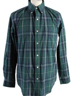 Vintage Mens Chaps Checkered Printed Long Sleeve Shirts M Green SH3906-0